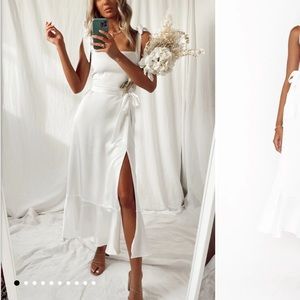 IVORY LUX SATIN SHOW ME YOUR MUMU Garden Midi Dress - medium